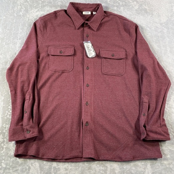 ROWM Shirt Overshirt Mens XXL Red Flannel Casual‎ Preppy Minimalist Military - Picture 1 of 11